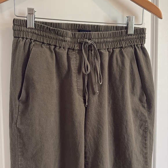 J Crew Factory Linen Cotton Blend Drawstring Pants Army Green Size 2 - Picture 10 of 11